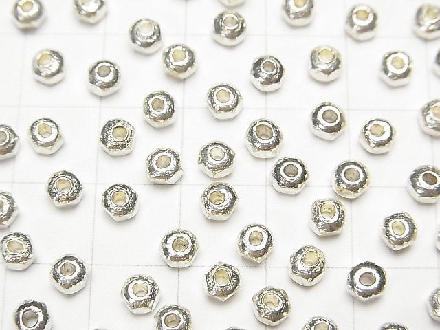 Karen Silver Faceted Button Roundel 4x4x3mm White Silver 5pcs