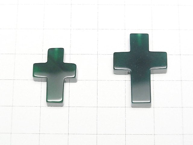Green Onyx Cross [20x15][25x18](Half Drilled Hole) 1pc