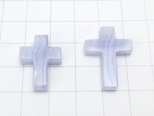 1pc $3.79 Blue Lace Agate AAA Cross [20 x 15] [25 x 18] (Half Drilled Hole) 1 pc