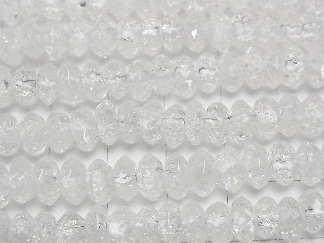 Cracked Crystal Faceted Button Roundel 8x8x4mm [2mm hole] 1/4 or 1strand beads (aprx.15inch/37cm)