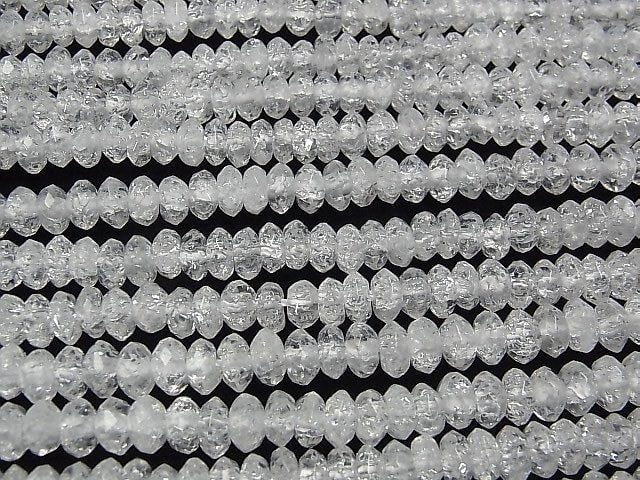 Cracked Crystal Faceted Button Roundel 8x8x4mm [2mm hole] 1/4 or 1strand beads (aprx.15inch/37cm)
