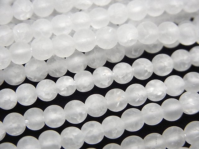 [Video] Crack & Frost Crystal Round 4mm 1strand beads (aprx.15inch/38cm)