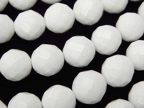 White Jade 64 Faceted Round 10 mm half or 1 strand (aprx. 15 inch / 38 cm)