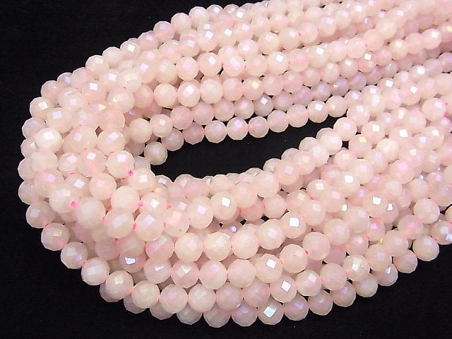 High Quality! Flash,Rose Quartz 64Faceted Round 8mm 1strand beads (aprx.15inch/37cm)