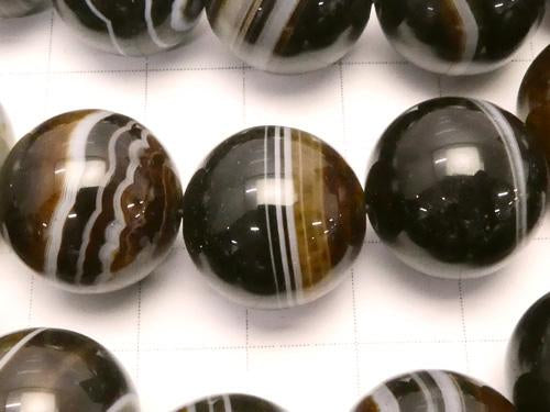 Brown stripe agate AAA Round 16 mm half or 1 strand (aprx. 14 inch / 35 cm)