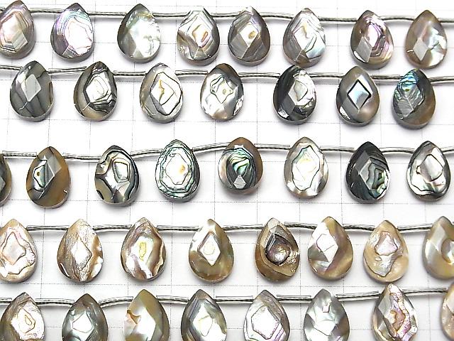[Video] Abalone Shell Faceted Pear Shape 14x10x4mm half or 1strand beads (aprx.15inch / 36cm)