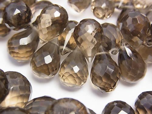 High Quality Smoky Crystal Quartz AAA Drop  Faceted Briolette  1/4 or 1strand (aprx.7inch/18cm)