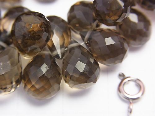 High Quality Smoky Crystal Quartz AAA Drop  Faceted Briolette  1/4 or 1strand (aprx.7inch/18cm)