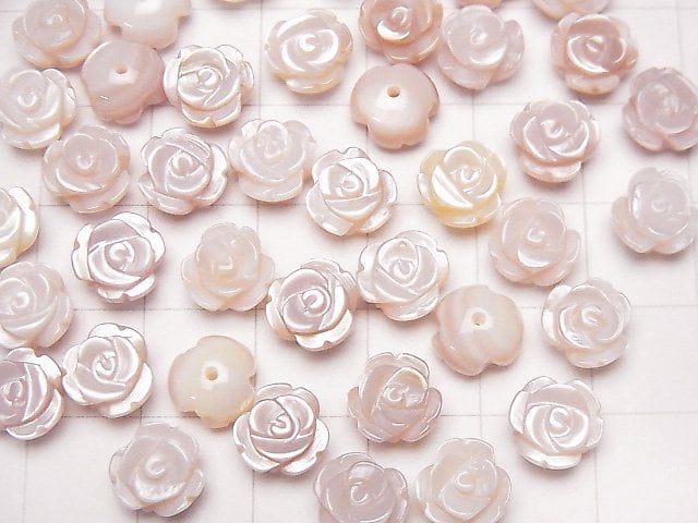 [Video] High Quality Pink Shell Rose [6mm] [8mm] [10mm] [Half Drilled Hole] 2pcs