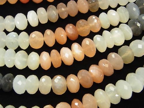 1strand $39.99! High Quality Multicolor Moon Stone AAA Faceted Button Roundel 10 x 10 x 6 mm 1strand (aprx.7 inch / 18 cm)