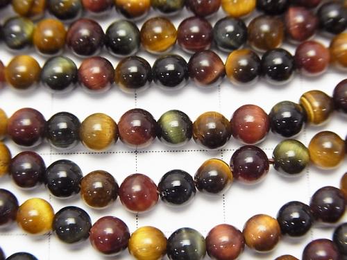 1strand $8.79! High quality Tiger Eye AAA 3 color mix Round 4mm 1strand (aprx.15inch / 38cm)