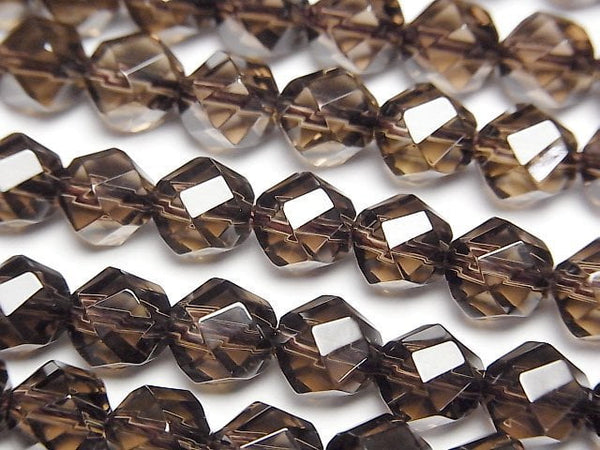 High Quality!  Smoky Quartz AAA 4Faceted Twist xMultiple Facets Faceted Round 8mm  half or 1strand beads (aprx.15inch/37cm)