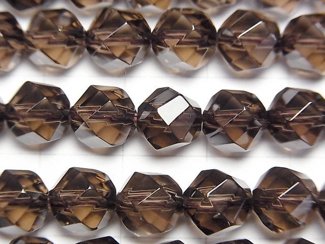 High Quality!  Smoky Quartz AAA 4Faceted Twist xMultiple Facets Faceted Round 8mm  half or 1strand beads (aprx.15inch/37cm)