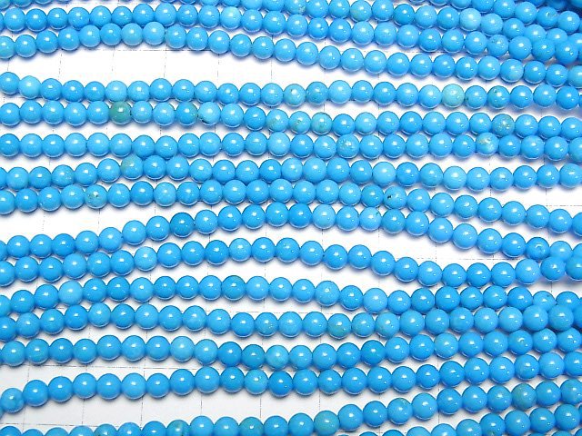 [Video]Magnesite Turquoise Round 4mm Blue color 1strand beads (aprx.15inch/38cm)