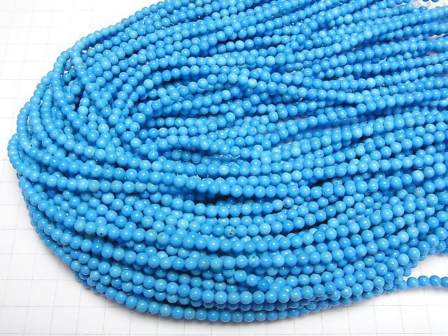 [Video]Magnesite Turquoise Round 4mm Blue color 1strand beads (aprx.15inch/38cm)