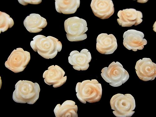 Natural color Pink - White Coral AA ++ Rose [Half Drilled Hole] 10pcs $15.99