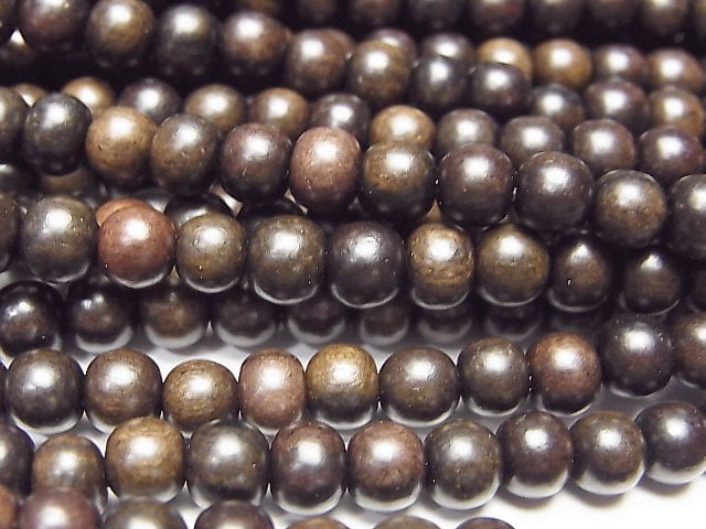 Ebony Wood  Semi Round 5mm 1strand beads (aprx.15inch/38cm)