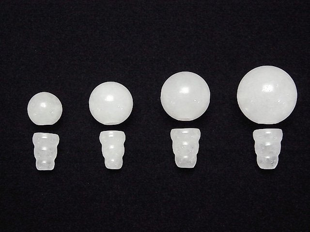 White Jade T-Hole Beads [8mm][10mm][12mm][14mm]1set