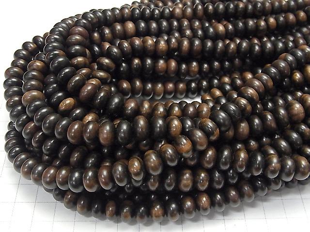 Ebony Wood Roundel 10x10x6mm 1strand beads (aprx.15inch/38cm)