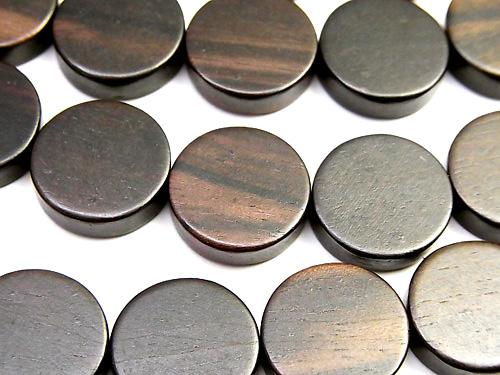 1strand $6.79! Ebony Wood  Coin 15x15x5mm 1strand (aprx.15inch/38cm)