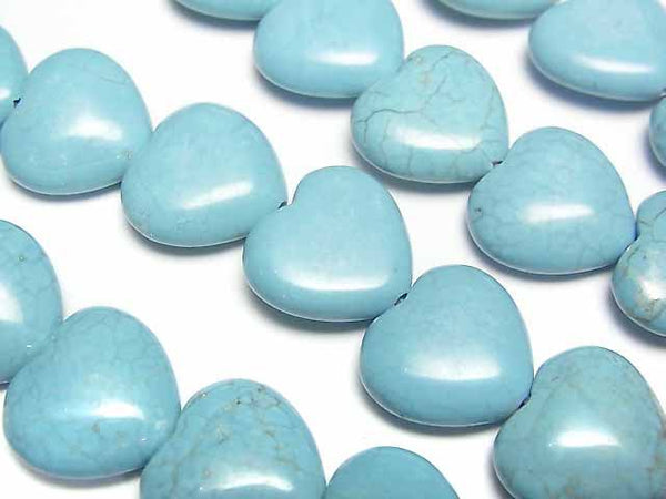 [Video] Magnesite Turquoise Vertical Hole Heart 13x14x5mm 1strand beads (aprx.15inch/36cm)