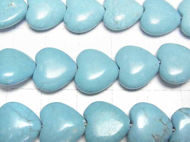 [Video] Magnesite Turquoise Vertical Hole Heart 13x14x5mm 1strand beads (aprx.15inch/36cm)