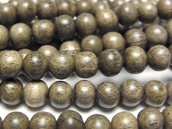Gray Wood Semi Round 6mm 1strand beads (aprx.15inch/38cm)