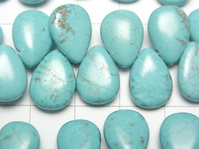 [Video]Magnesite Turquoise Pear shape 14x10mm 1strand beads (aprx.12inch/30cm)