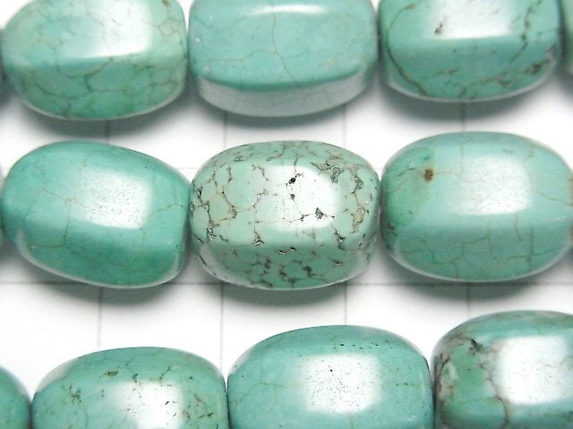 [Video]Magnesite Turquoise 6Faceted Faceted Rice 16x12x12mm 1strand beads (aprx.15inch/37cm)