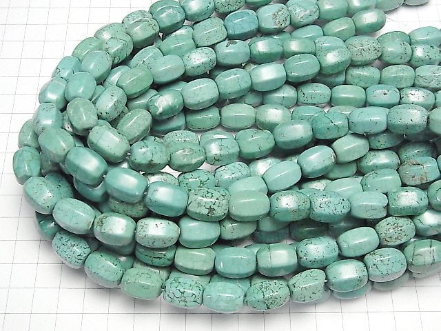 [Video]Magnesite Turquoise 6Faceted Faceted Rice 16x12x12mm 1strand beads (aprx.15inch/37cm)
