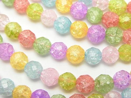 1strand $8.79! Multi Color Cracked Crystal 64 Faceted Round 6 mm 1strand (aprx.15 inch / 36 cm)