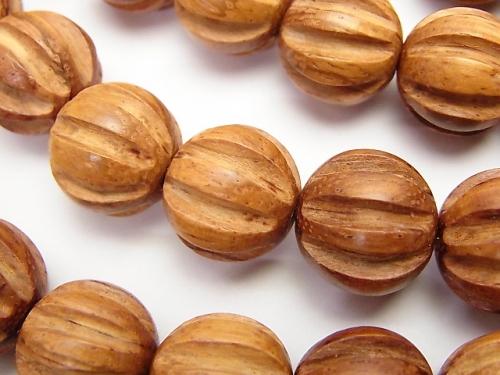 1strand $5.79! Bayon Wood Beads Round 15mm 1strand with Carving (aprx.15inch / 37cm)