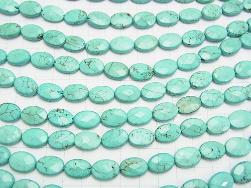 1strand $6.79! Magnesite Turquoise  Faceted Oval 14x10x4mm 1strand (aprx.14inch/35cm)