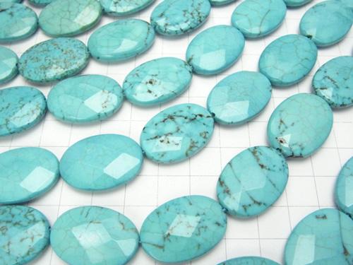 1strand $7.79! Magnesite Turquoise  Faceted Oval 25x18x6mm 1strand (aprx.14inch/35cm)