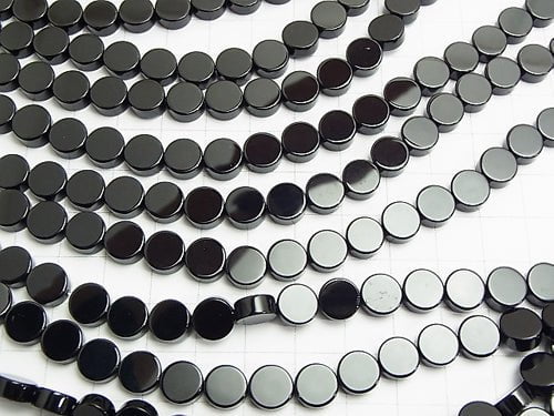 [Video] Onyx Flat Coin 8x8x4mm 1strand beads (aprx.15inch / 37cm)