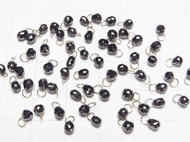 [Video] Black Diamond AAA Faceted Briolette with 18K YG round Wire 1pc