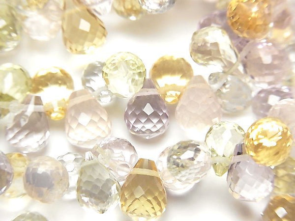 [Video]High Quality Mixed Stone AAA Drop Faceted Briolette 9x6x6mm 1/4strands -Bracelet