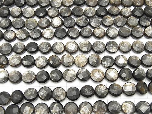 Moscovite  Faceted Coin 10x10x5mm half or 1strand beads (aprx.15inch/36cm)