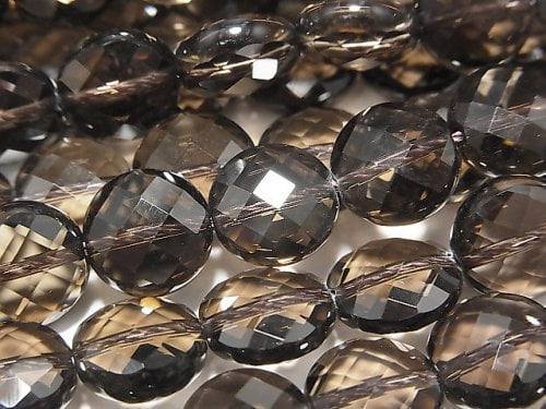 High Quality!  Smoky Quartz AAA Faceted Coin 10x10x6mm 1/4 or 1strand beads (aprx.15inch/38cm)