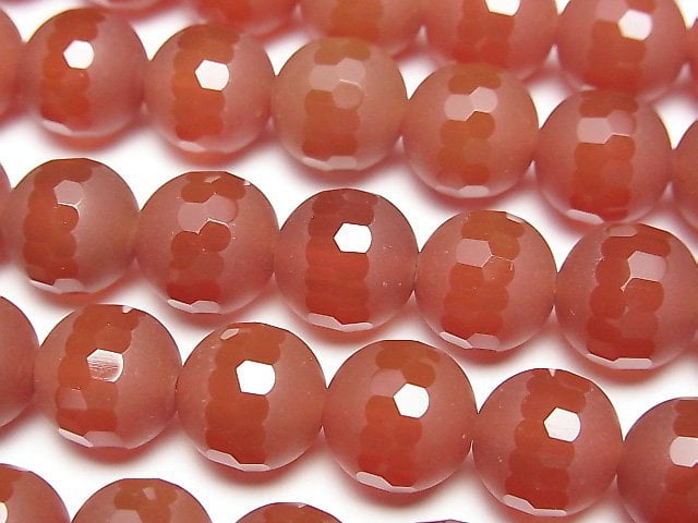 [Video]Frosted Red Agate Partially Faceted Round 10mm 1strand beads (aprx.15inch/36cm)