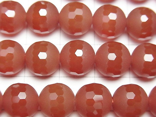 [Video]Frosted Red Agate Partially Faceted Round 10mm 1strand beads (aprx.15inch/36cm)