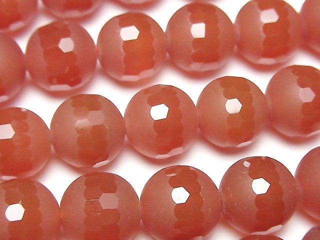 [Video]Frosted Red Agate Partially Faceted Round 12mm half or 1strand beads (aprx.15inch/36cm)