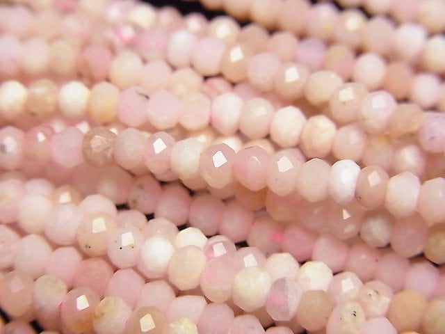 [Video]High Quality! Pink Opal AA++ Faceted Button Roundel 3x3x2mm 1strand beads (aprx.15inch/38cm)
