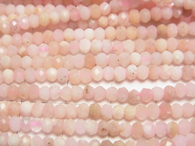 [Video]High Quality! Pink Opal AA++ Faceted Button Roundel 3x3x2mm 1strand beads (aprx.15inch/38cm)
