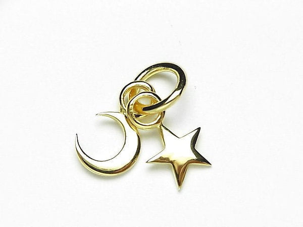 Silver925 Star & New Moon Charm 18KGP 1pc