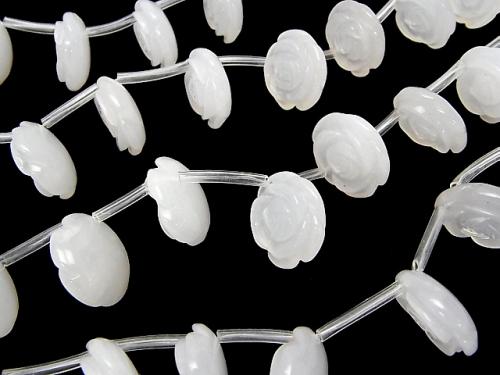 White Jade Rose 20 mm 1/4 or 1strand (Approx 38 cm)