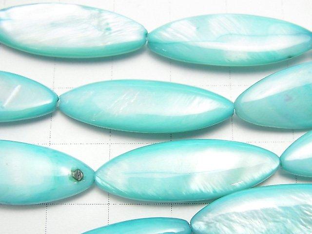 [Video] Aqua Blue Color Shell Marquise 30x10x4mm 1strand beads (aprx.13inch / 33cm)