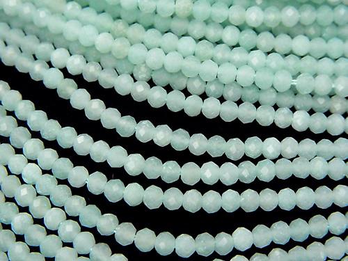 1strand $11.79! Diamond Cut!  Amazonite AAA- Faceted Button Roundel 3x3x2mm 1strand (aprx.15inch/37cm)