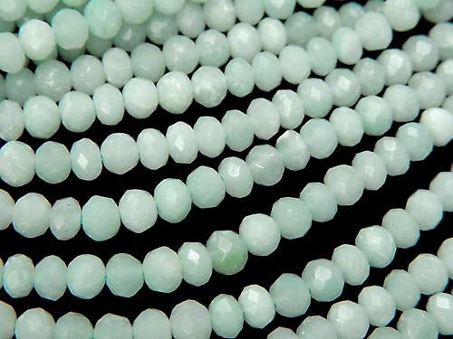 1strand $12.99! Diamond Cut!  Amazonite AAA- Faceted Button Roundel 4x4x3mm 1strand (aprx.15inch/37cm)