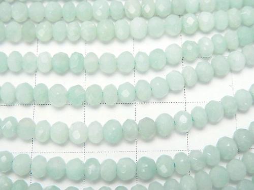1strand $12.99! Diamond Cut!  Amazonite AAA- Faceted Button Roundel 4x4x3mm 1strand (aprx.15inch/37cm)